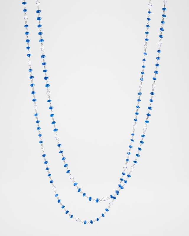 18K White Gold Ethereal Diamond and Sapphire Necklace